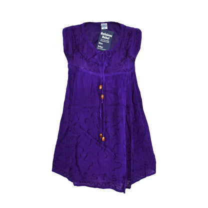 Embroidered Viscose Tunic Top