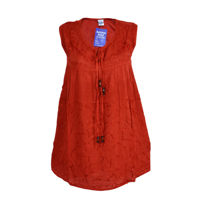 Embroidered Viscose Tunic Top