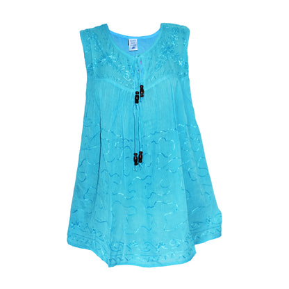 Embroidered Viscose Tunic Top