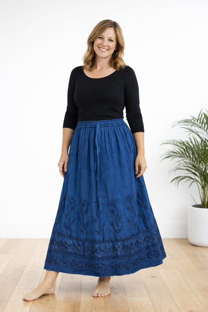 Embroidered Viscose Skirt