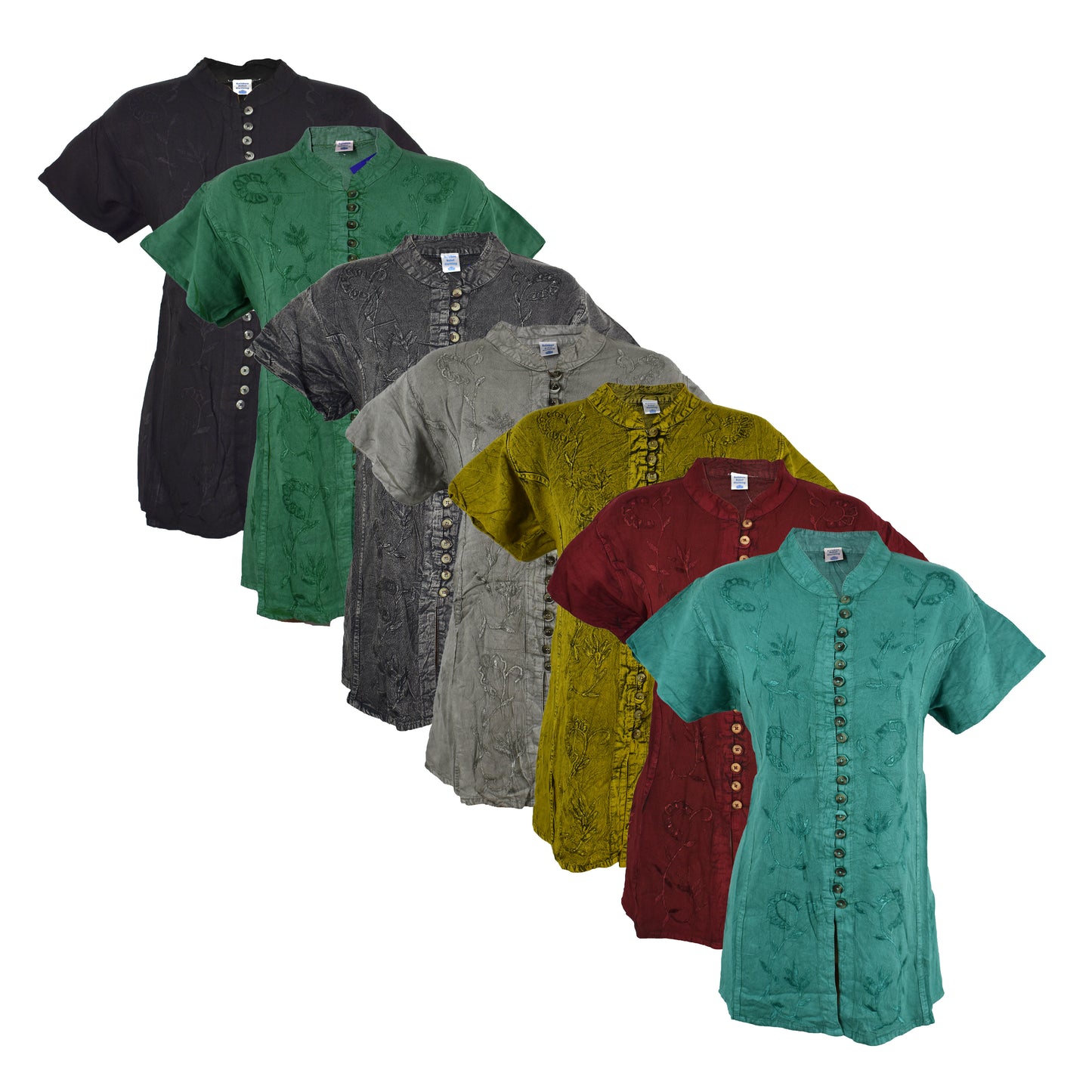 Embroidered Stonewashed Viscose Blouse