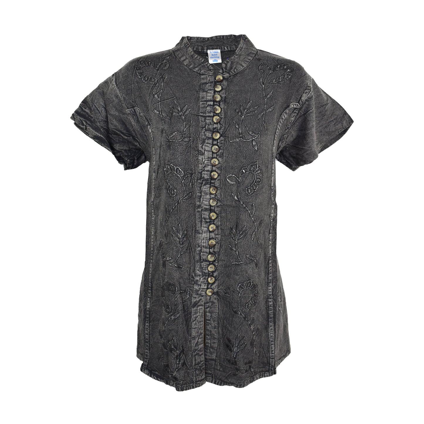 Embroidered Stonewashed Viscose Blouse