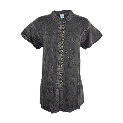 Embroidered Stonewashed Viscose Blouse