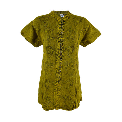 Embroidered Stonewashed Viscose Blouse