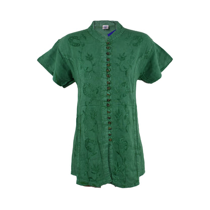 Embroidered Stonewashed Viscose Blouse