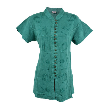 Embroidered Stonewashed Viscose Blouse