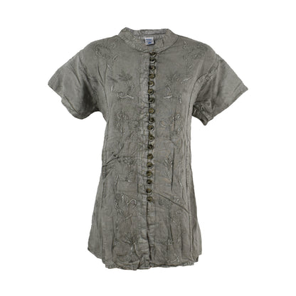 Embroidered Stonewashed Viscose Blouse