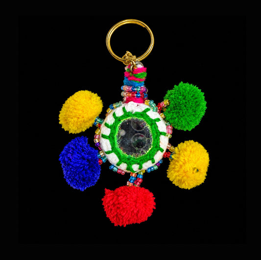Recycled Mirror Pompom Keyring