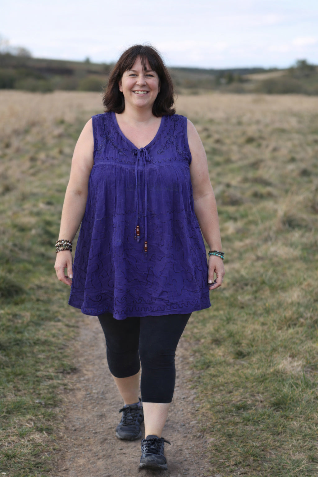 Embroidered Viscose Tunic Top
