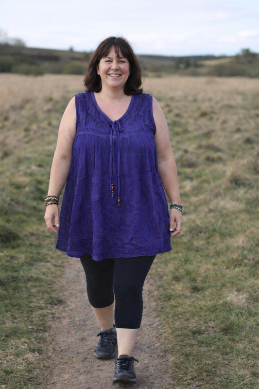 Embroidered Viscose Tunic Top