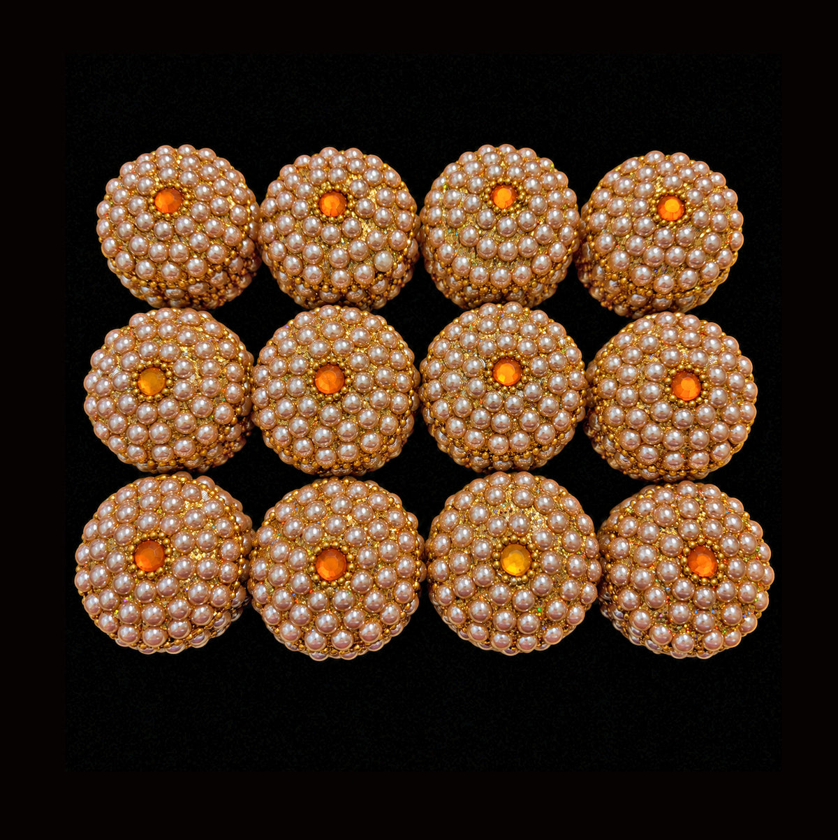 Medium Gold & Pearl Trinket Pill Boxes x 12