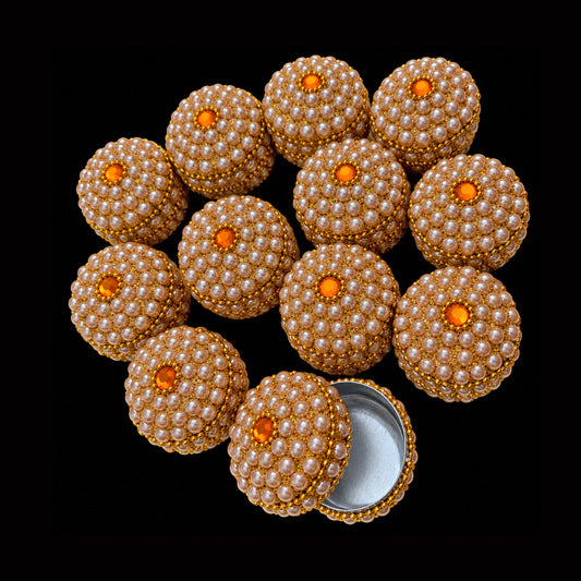 Medium Gold & Pearl Trinket Pill Boxes x 12