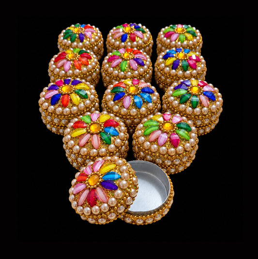 Medium Pearl & Rainbow Trinket Pill Boxes x 12