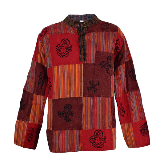 Patchwork Printed Long Sleeve Shirt