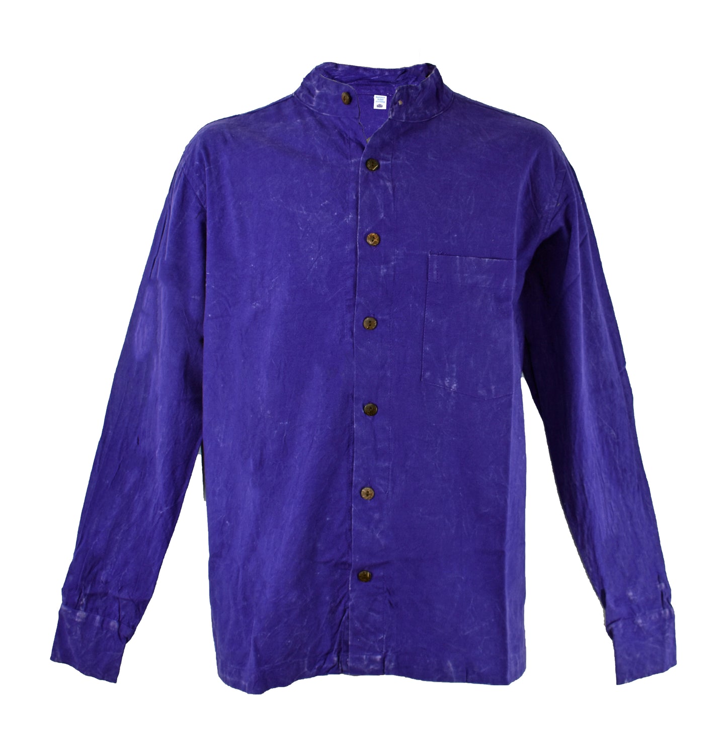 Stonewashed Full Button Collarless Shirt