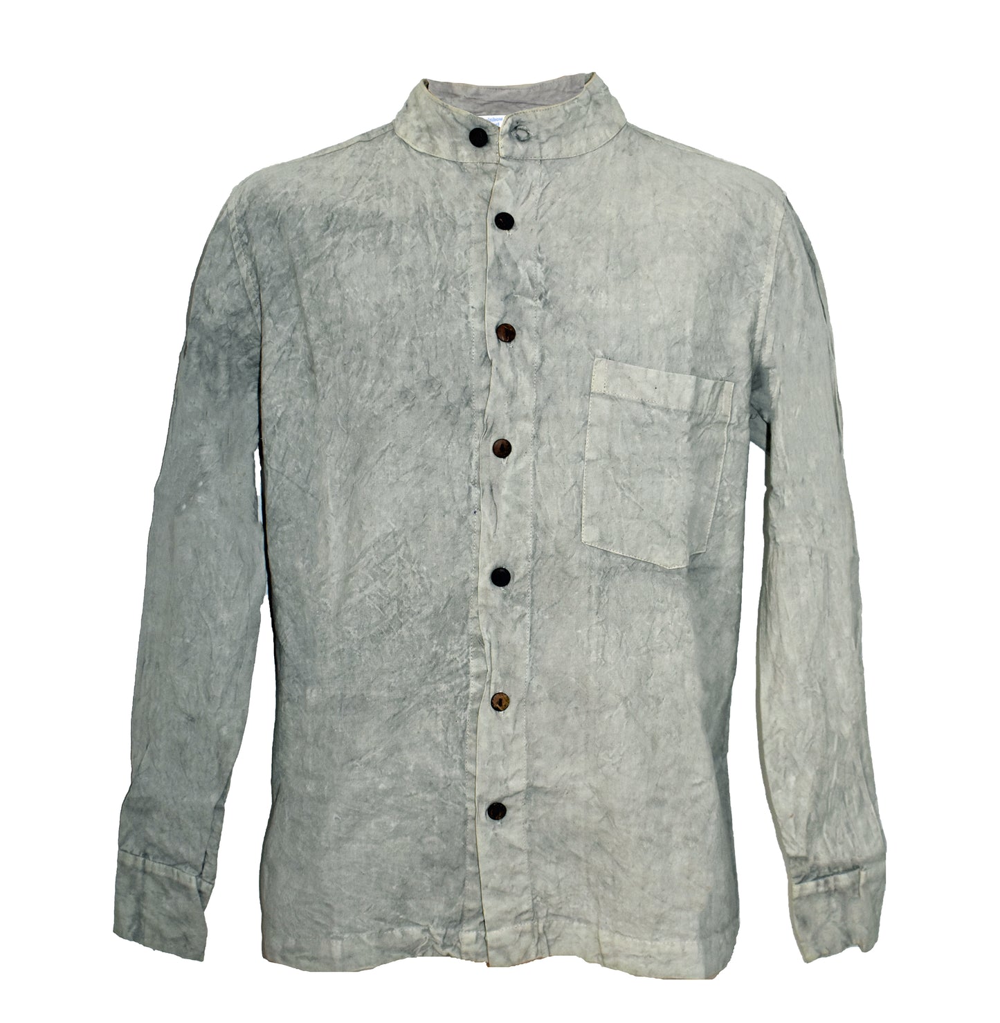 Stonewashed Full Button Collarless Shirt