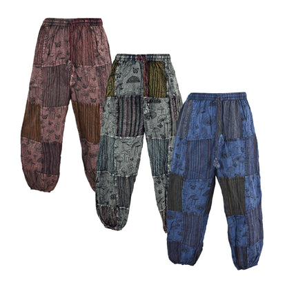 Mushroom Print Patchwork Harem Trousers