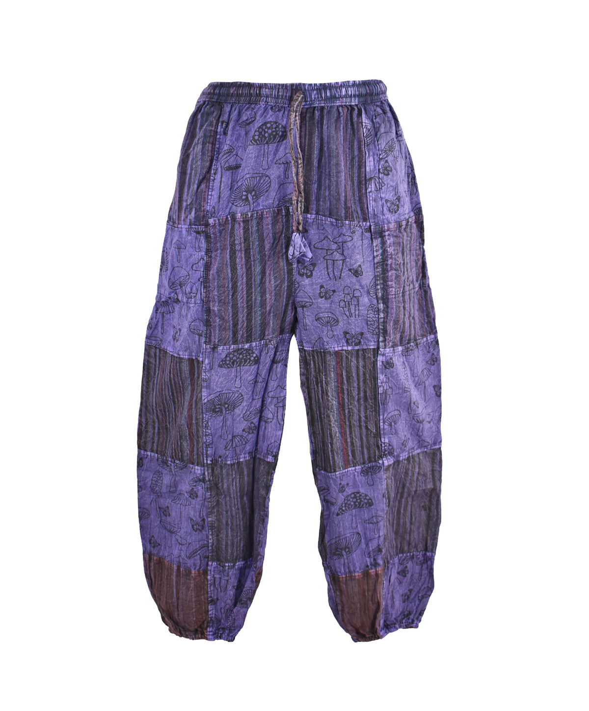 Mushroom Print Patchwork Harem Trousers