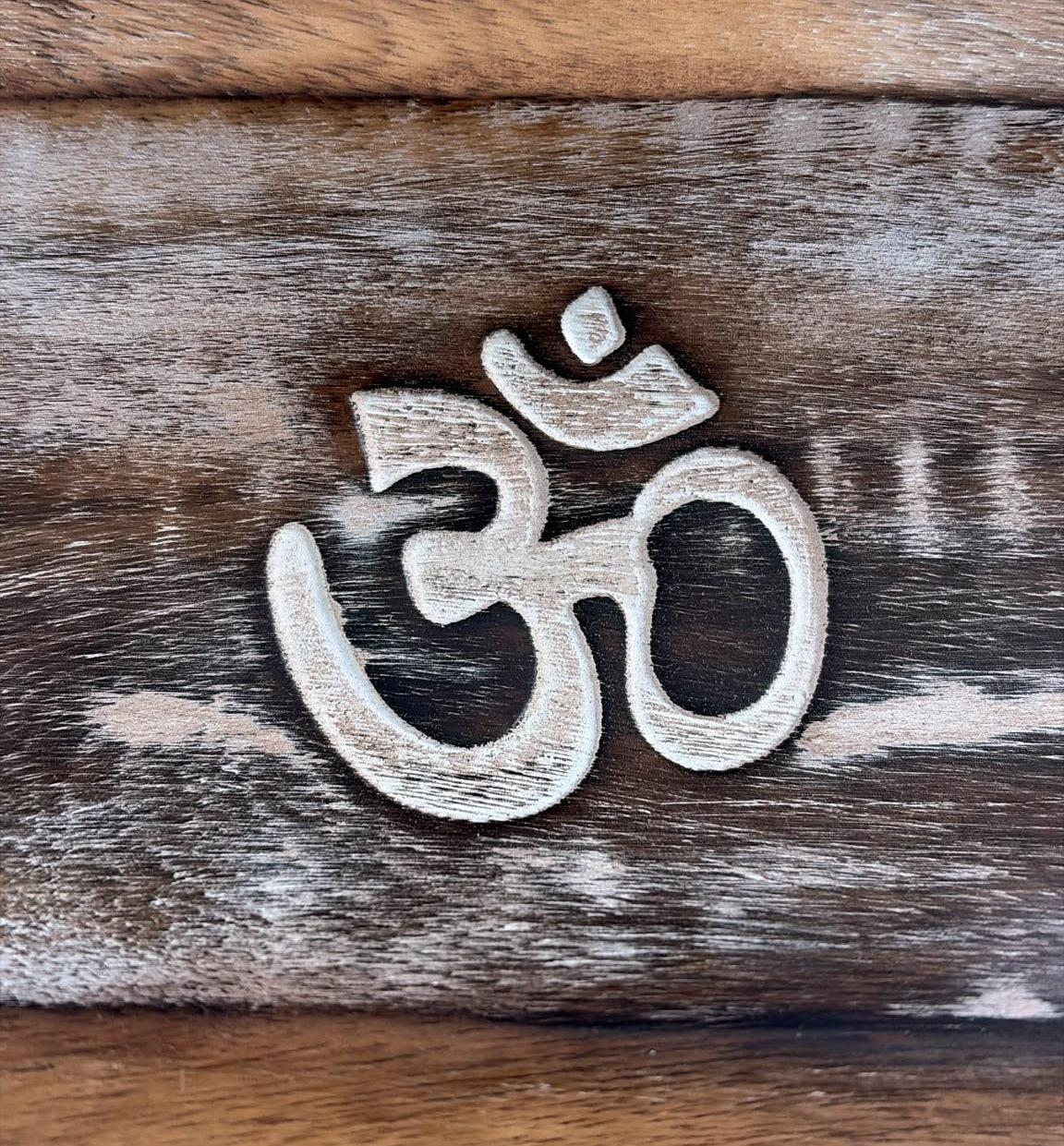 Large Wooden Incense Ash Catcher - Om