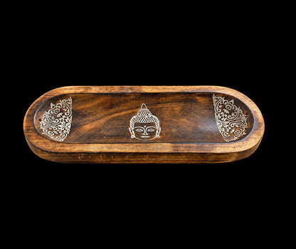 Large Wooden Incense Ash Catcher - Buddha