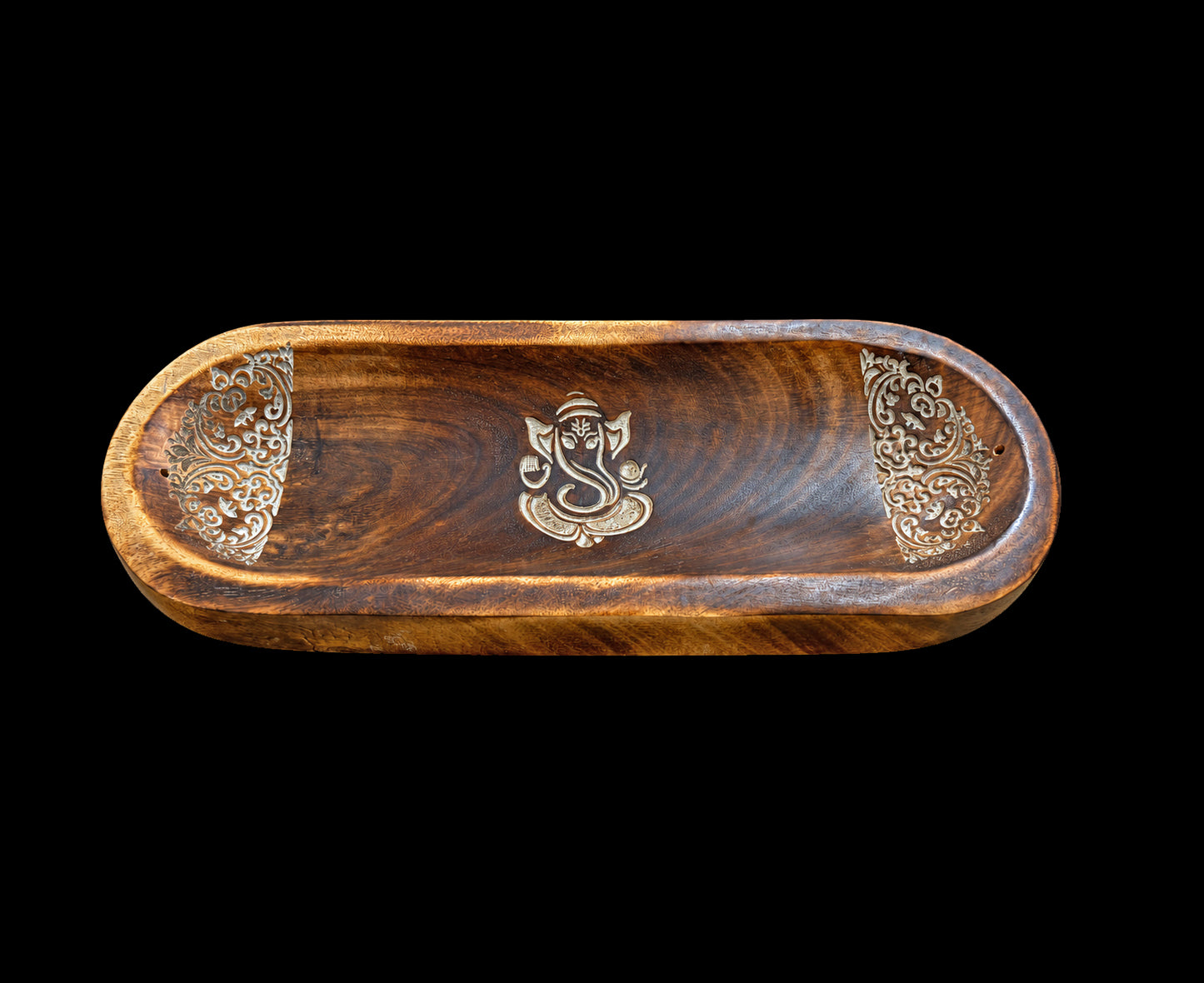 Large Wooden Incense Ash Catcher - Ganesh
