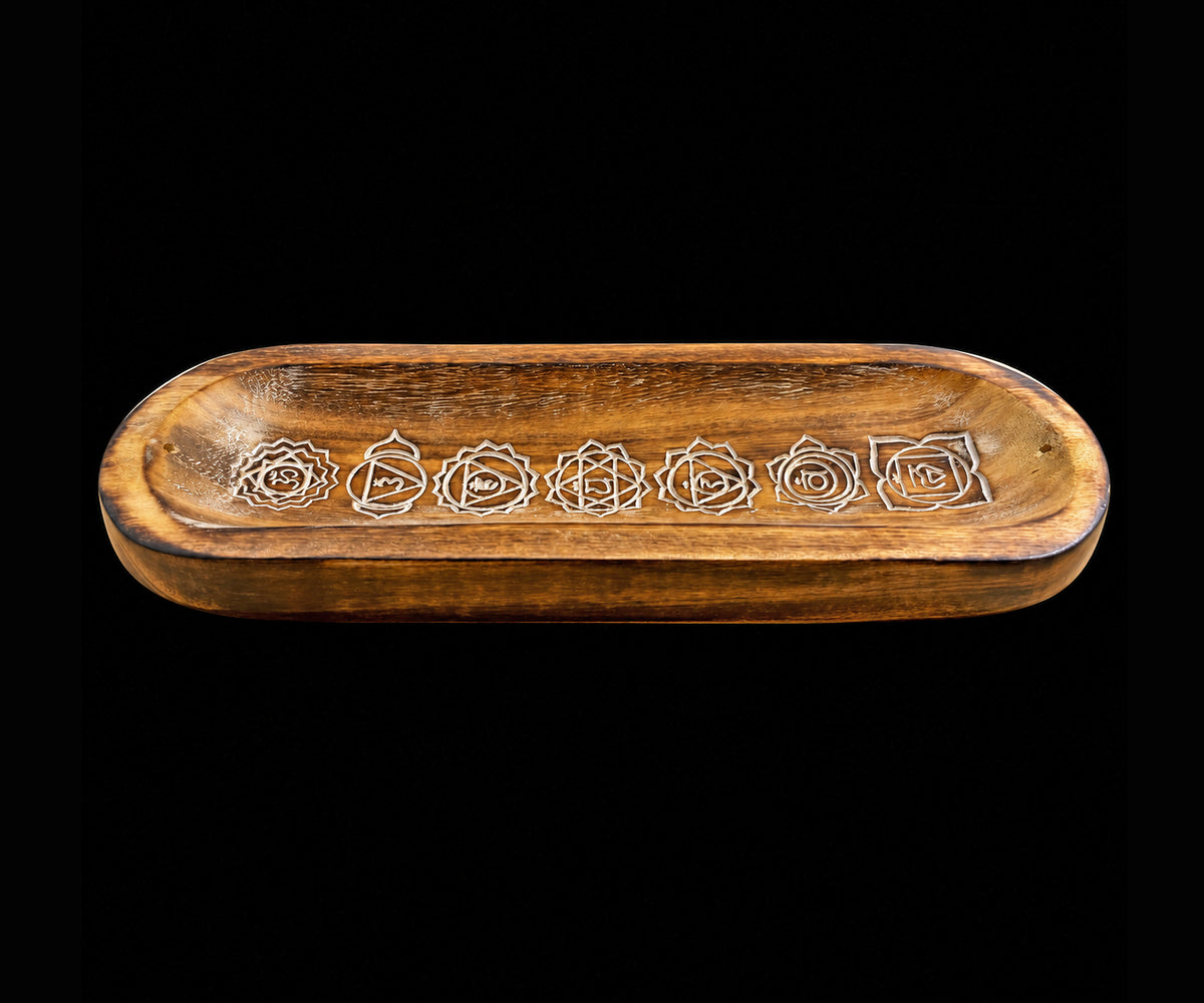 Large Wooden Incense Ash Catcher - Chakra