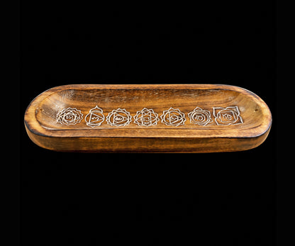 Large Wooden Incense Ash Catcher - Chakra