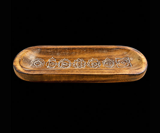 Large Wooden Incense Ash Catcher - Chakra