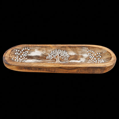 Large Wooden Incense Ash Catcher - Tree
