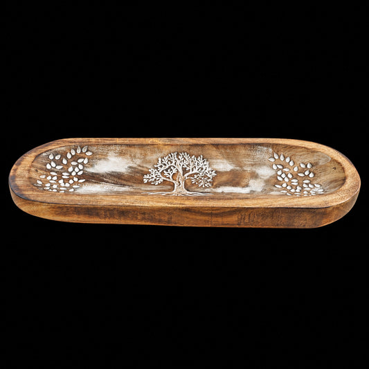 Large Wooden Incense Ash Catcher - Tree
