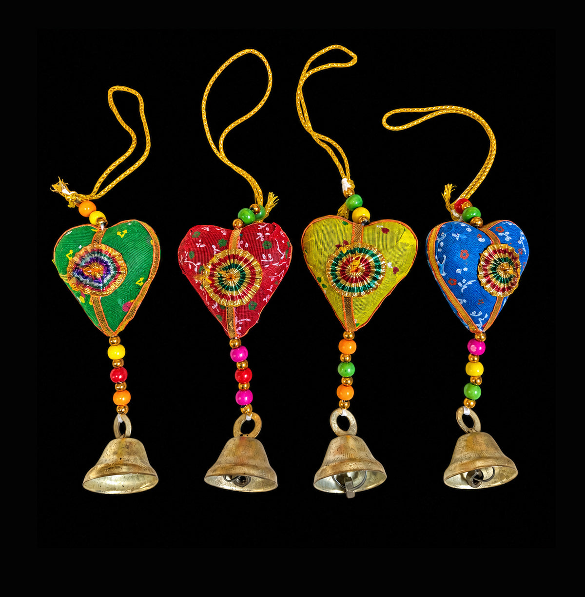 Handmade Fabric and Papier Mâché Hanging Hearts