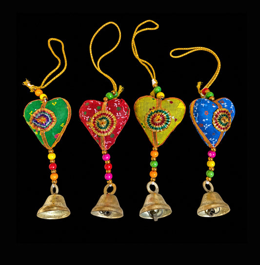 Handmade Fabric and Papier Mâché Hanging Hearts