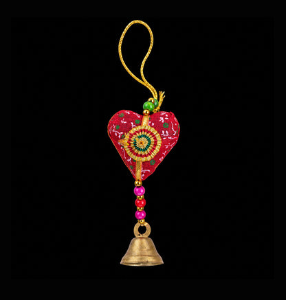 Handmade Fabric and Papier Mâché Hanging Hearts