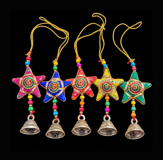 Handmade Fabric and Papier Mâché Hanging Stars