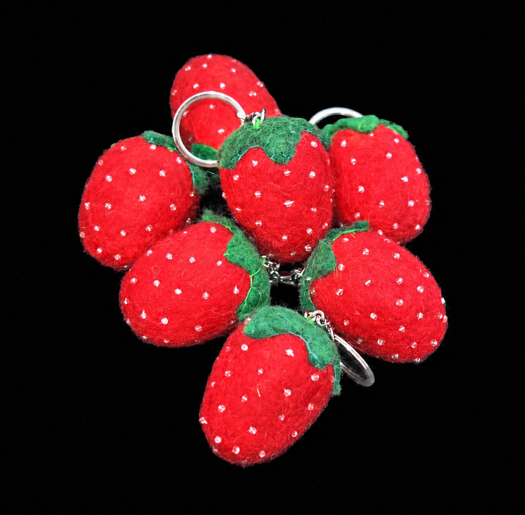 Felt Strawberry Keyring