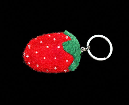 Felt Strawberry Keyring