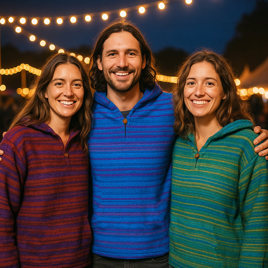 Striped Acrylic Fleece Hoody