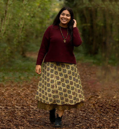 Mid Calf Length Sari Silk Wrap Skirt
