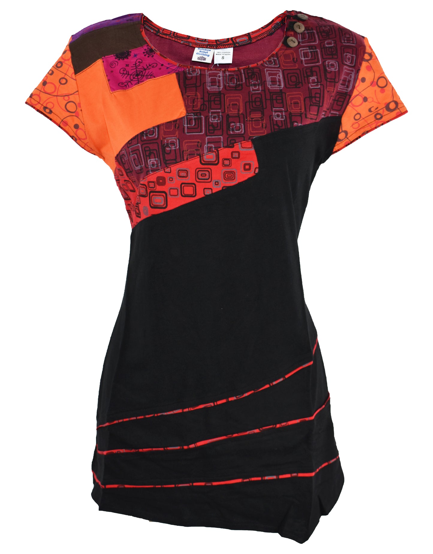 Boho Printed Cotton Cap Sleeve Top