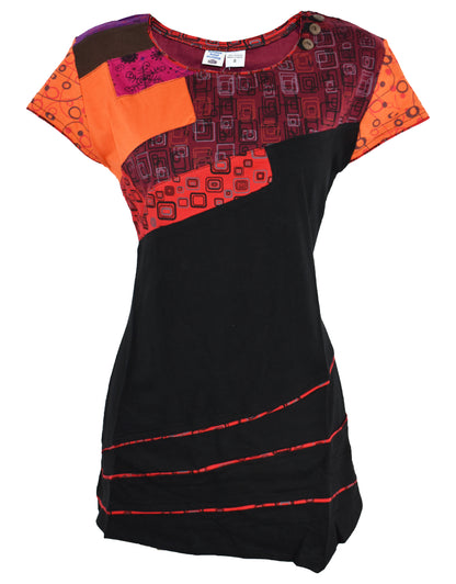Boho Printed Cotton Cap Sleeve Top