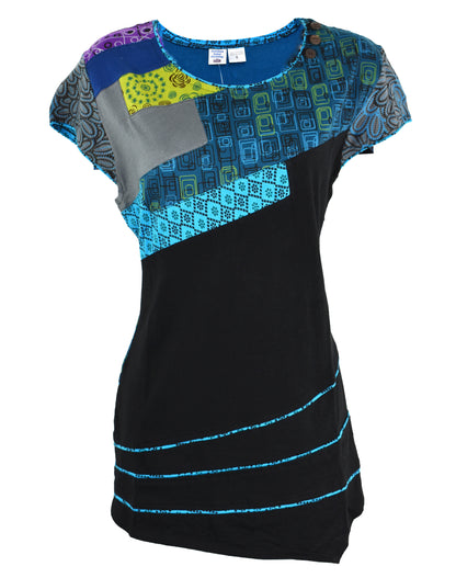Boho Printed Cotton Cap Sleeve Top