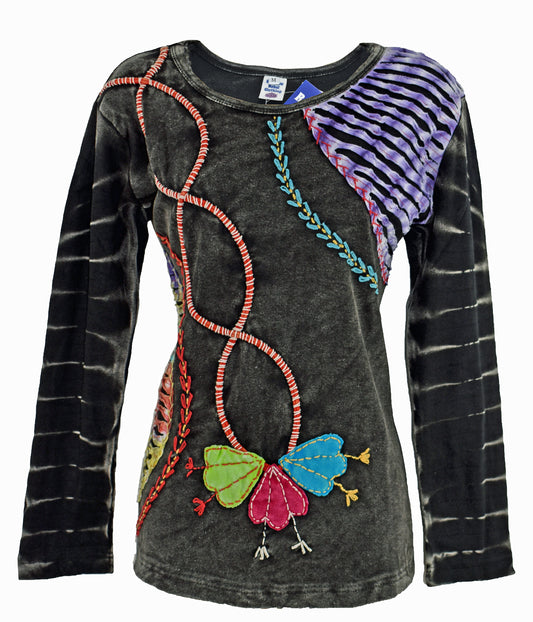 Long Sleeve Embroidered Top