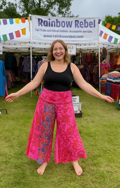 Wide Leg Patchwork Trousers