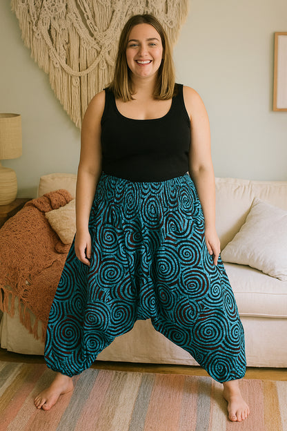 Jalebi Print Afghani Harem Trousers