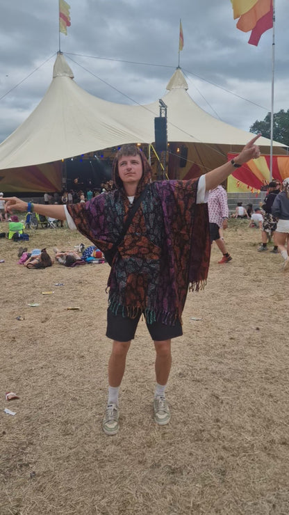 Butterfly Pattern Acrylic Fleece Ponchos